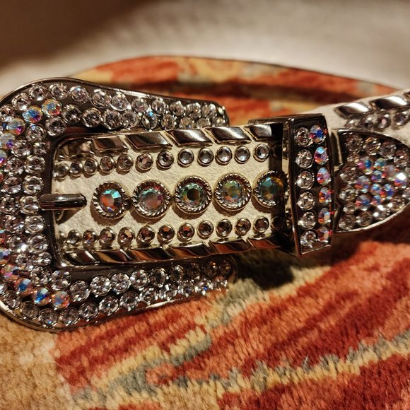 Unique Kippy\'s white leather belt with Snake Skin and Swarovski Crystals main image 12